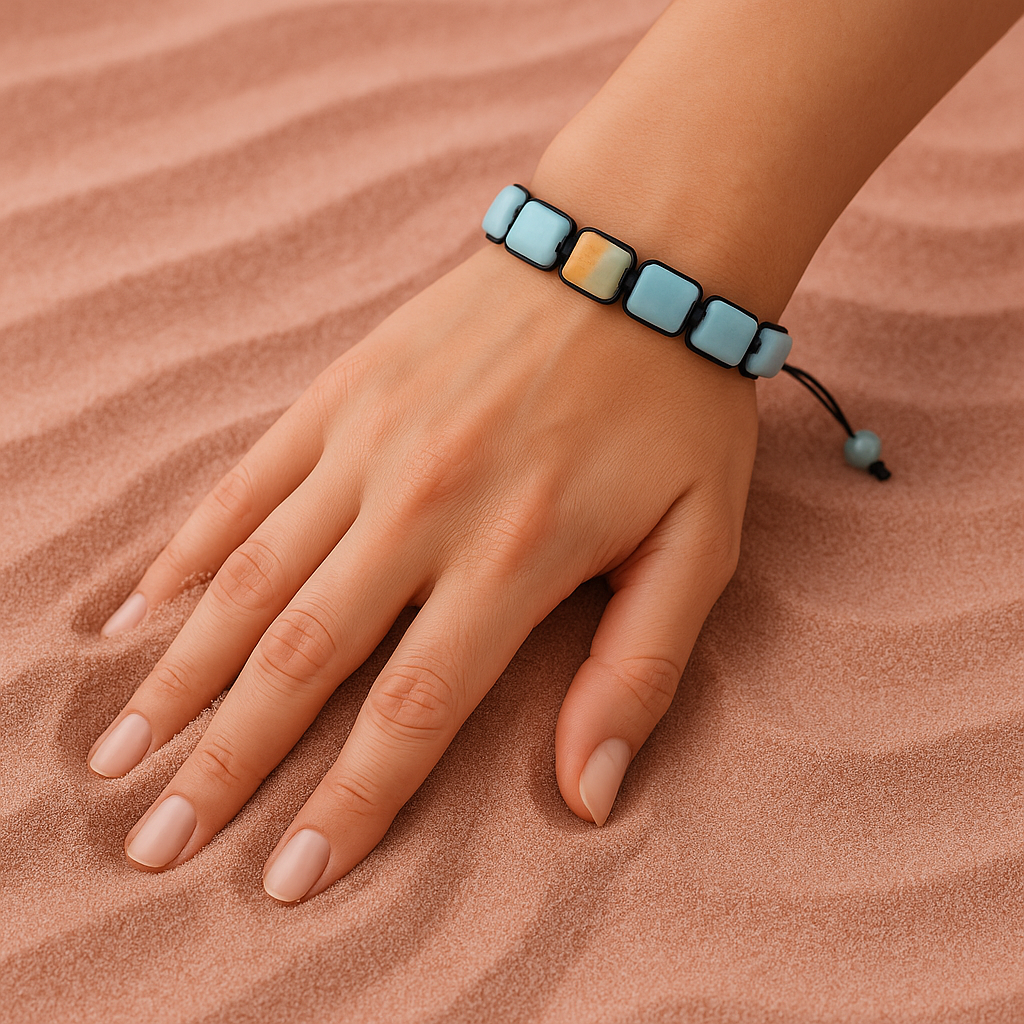Bracelet Plaques Amazonite - Apaisement, Harmonie & Courage