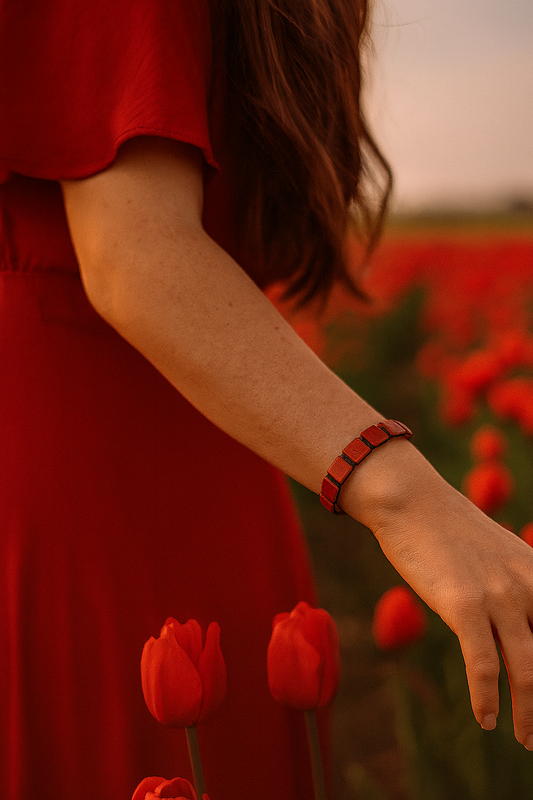 Bracelet Plaques Jaspe Rouge - Confiance en Soi