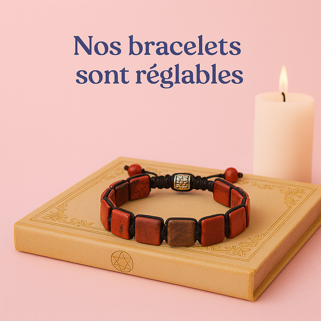Bracelet Plaques Jaspe Rouge - Confiance en Soi