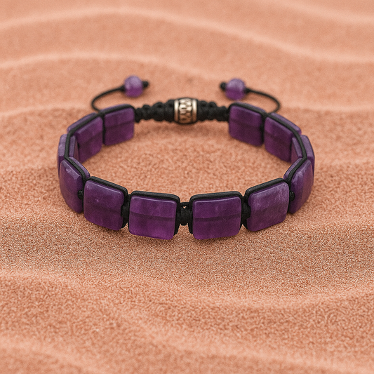 Bracelet Plaques Améthyste - Apaisement – Sagesse – Sérénité