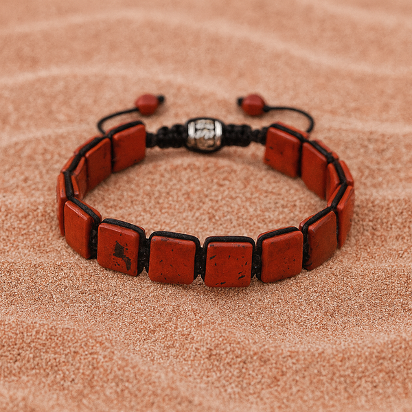 Bracelet Plaques Jaspe Rouge - Confiance en Soi