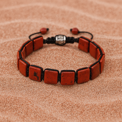 Bracelet Plaques Jaspe Rouge - Confiance en Soi
