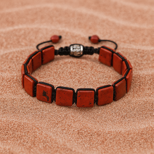 Bracelet Plaques Jaspe Rouge - Confiance en Soi